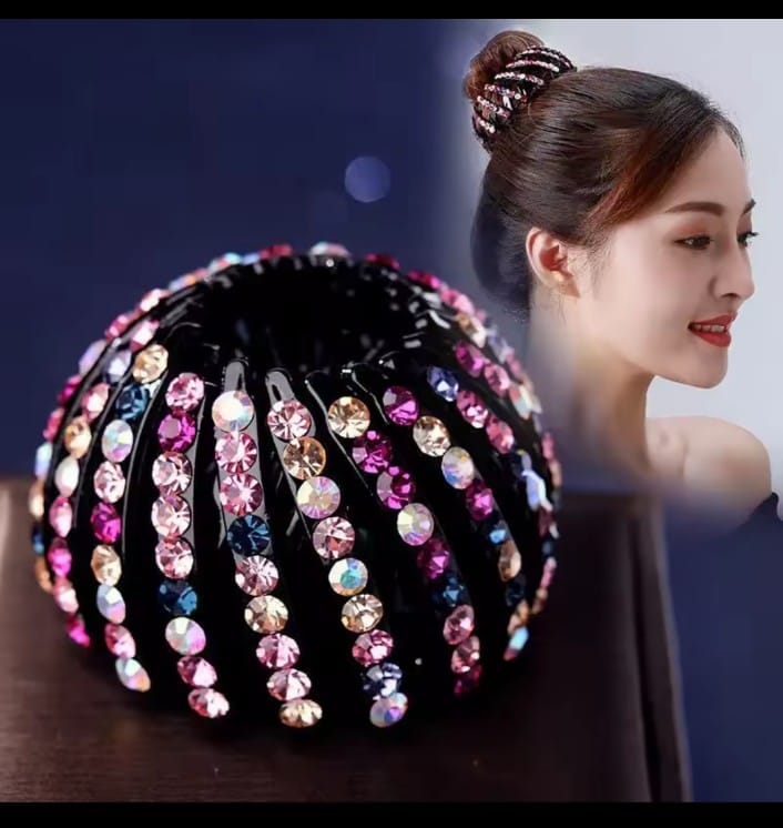 New Bird Nest Ponytail Holder Fair Crab Claw Clip Hairpin Rhinestone for Women Girls Accessor